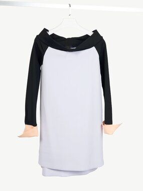 Marie Saint Pierre Lilac Colourblock Fine-Scuba Dress